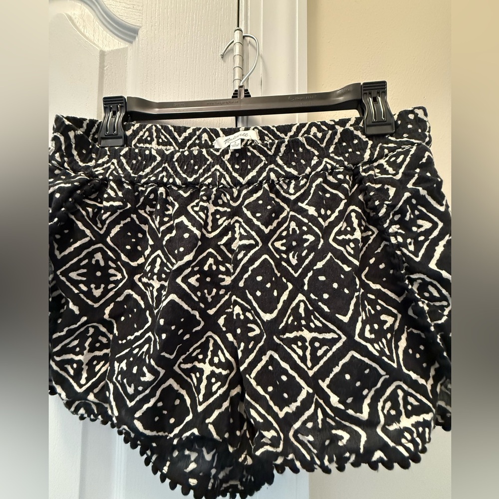 Madewell Black and White Geometric High Waist Shorts